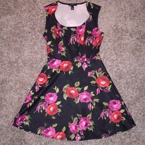 Flower printed fit and flare dress